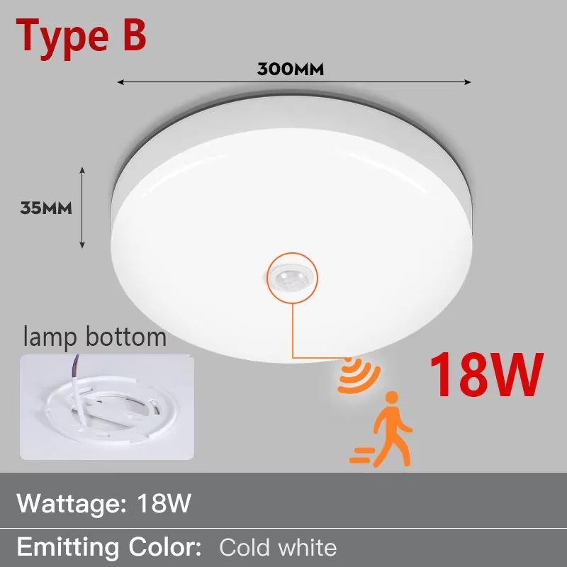 Motion Sensor Ceiling Light Modern Smart Sensor LED Lamp Human Infrared Sensing Lamp Indoor - Image 10