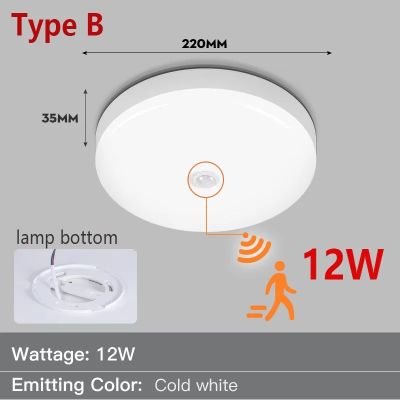 Motion Sensor Ceiling Light Modern Smart Sensor LED Lamp Human Infrared Sensing Lamp Indoor - Image 9