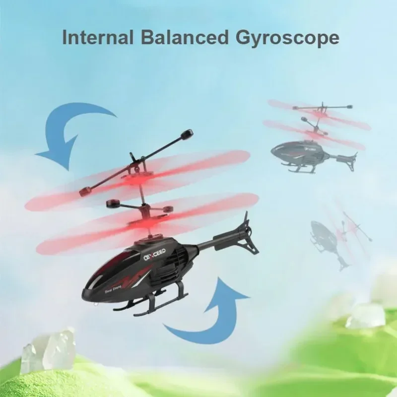 Crash Resistant Remote Control Aircraft Induction Helicopter Dual-mode Suspended Drone Toy with Lighting - Image 11
