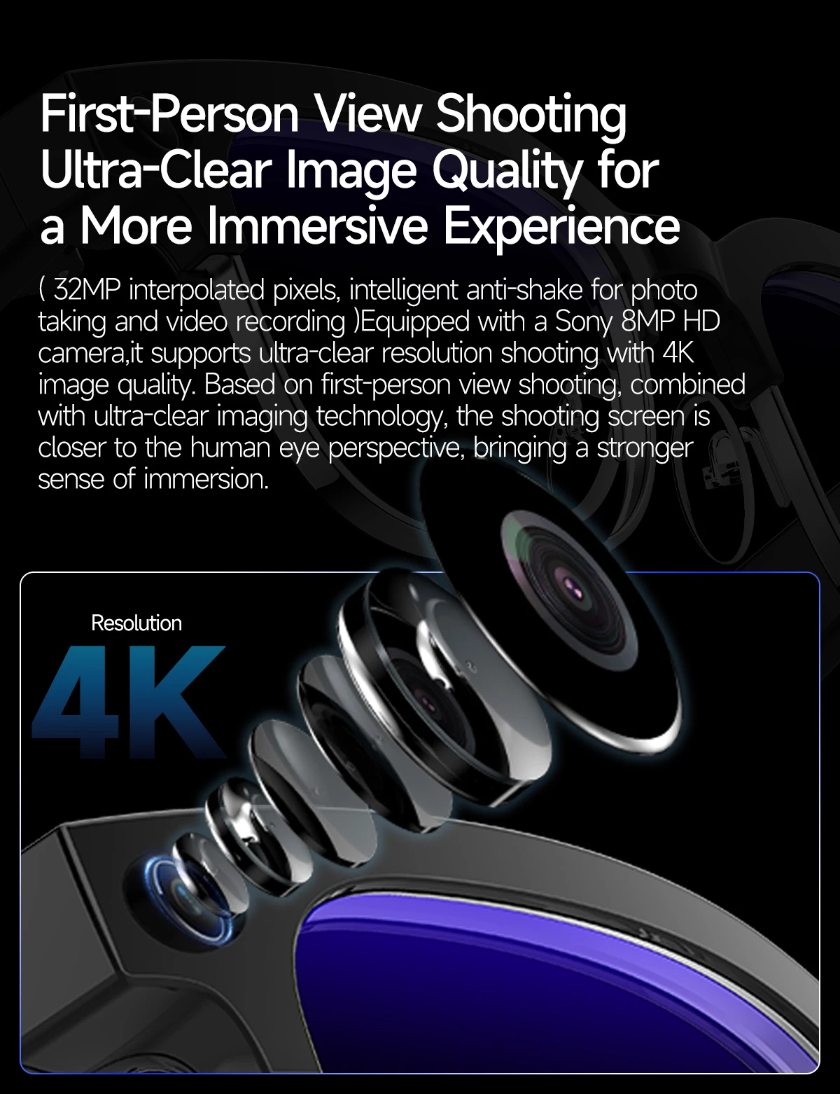 New Smart Glasses with 800W Pixel Camera AI Photo Recognition Call Voice Translation Video Recording Sunglasses Men & Women - Image 10