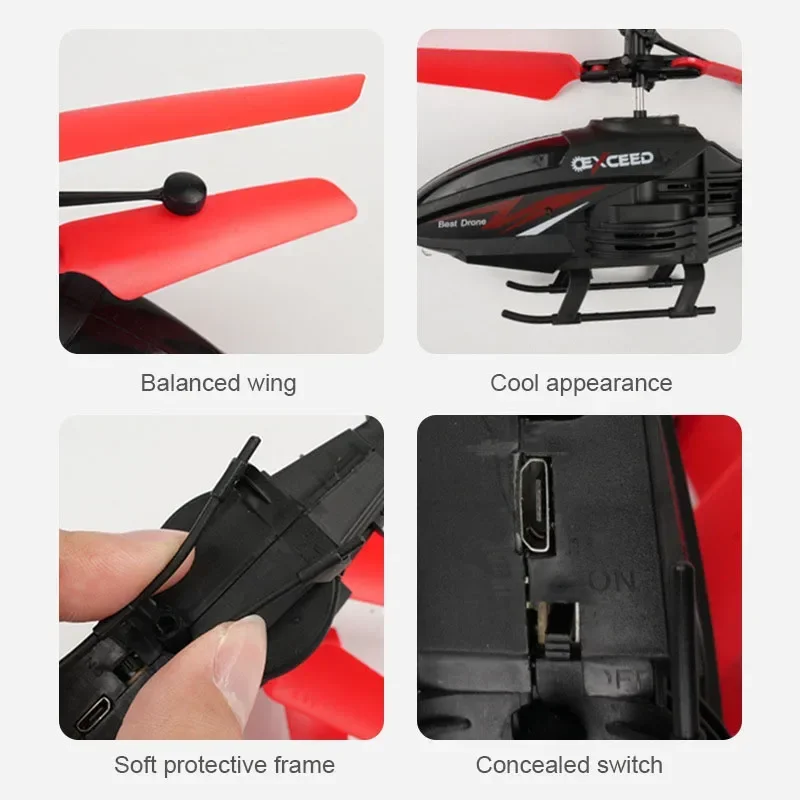 Crash Resistant Remote Control Aircraft Induction Helicopter Dual-mode Suspended Drone Toy with Lighting - Image 4