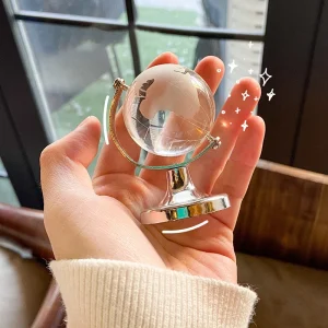 Mini Crystal Globe Transparent Earth Globe Ball Glass Miniature Ornament Educational Toys Home Decor Gift Office Decoration