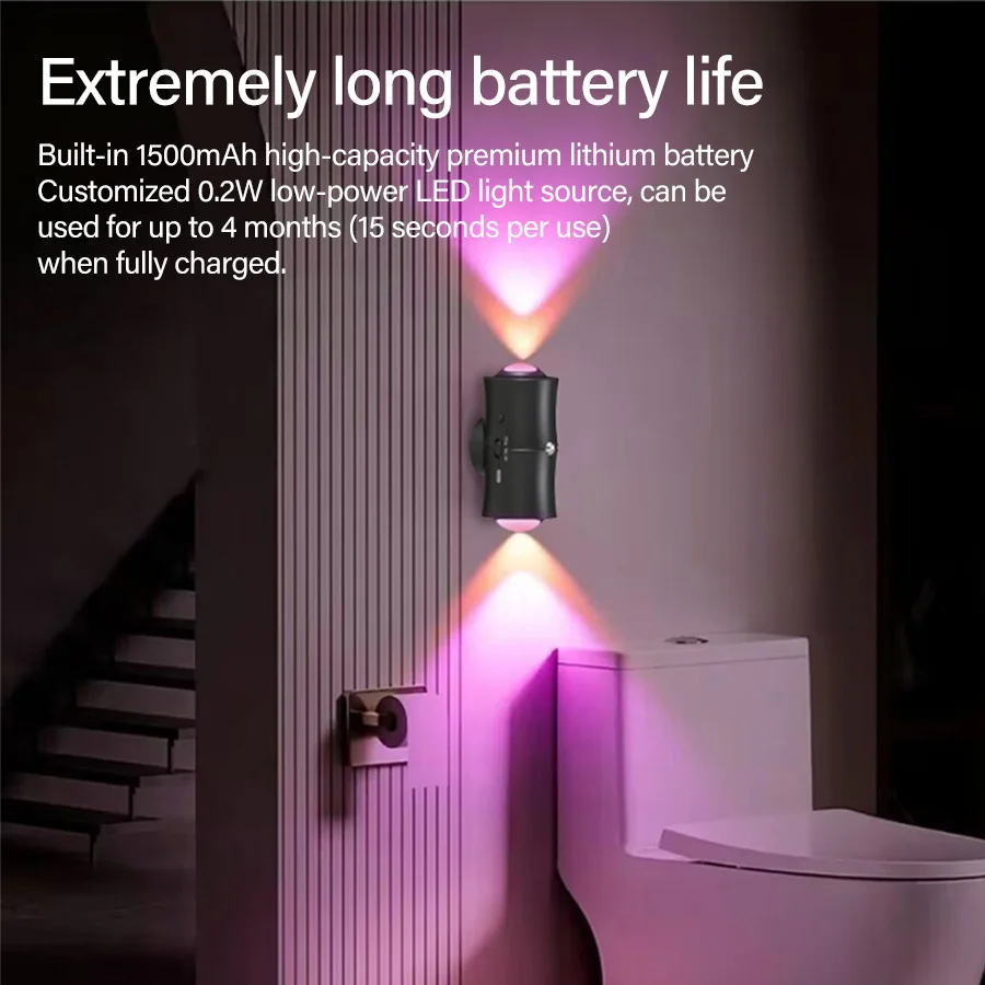 Motion Sensor LED Wall Light 7 Colours RGB Rechargeable Double-head Magnetic Spotlight For Bedroom Hallway Stair Ambient Light - Image 9