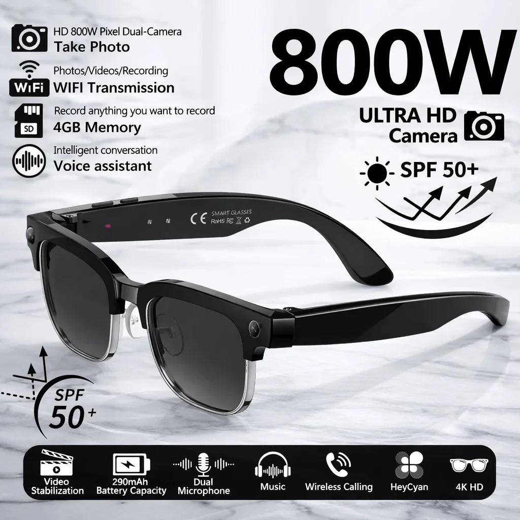 New Smart Glasses with 800W Pixel Camera AI Photo Recognition Call Voice Translation Video Recording Sunglasses Men & Women - Image 8