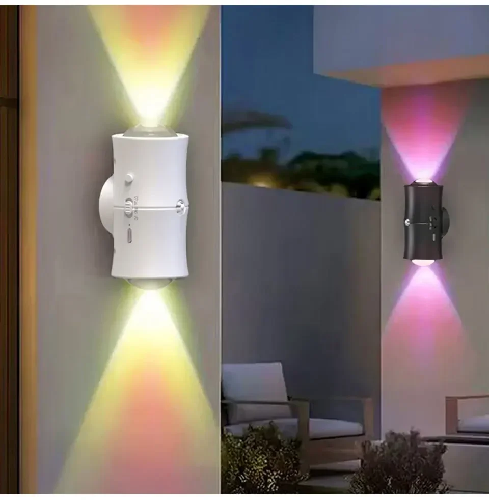 Motion Sensor LED Wall Light Tricolor RGB Rechargeable Double-head Magnetic Spotlight For Bedroom Hallway Stair Ambient Lightin - Image 4