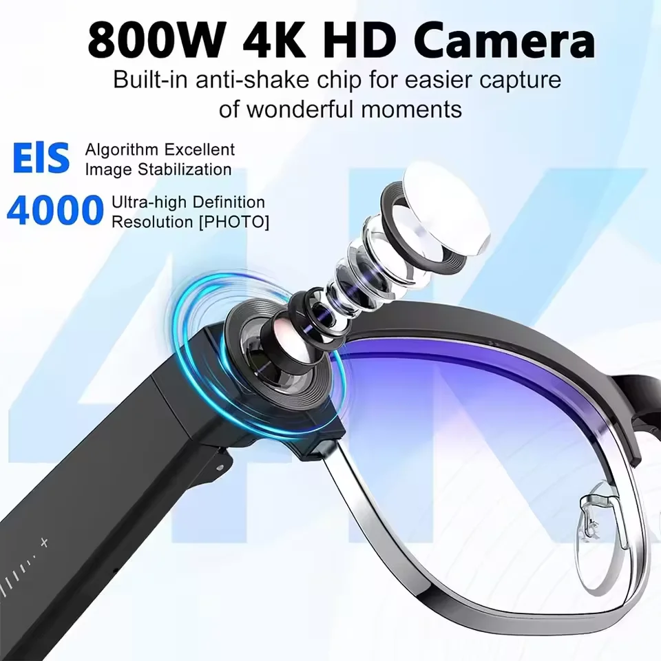 New Smart Glasses with 800W Pixel Camera AI Photo Recognition Call Voice Translation Video Recording Sunglasses Men & Women - Image 2