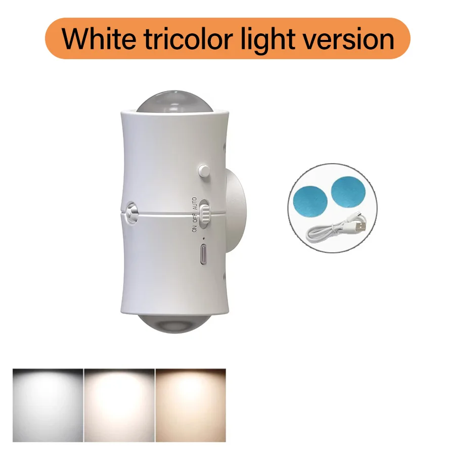 Motion Sensor LED Wall Light Tricolor RGB Rechargeable Double-head Magnetic Spotlight For Bedroom Hallway Stair Ambient Lightin - Image 7